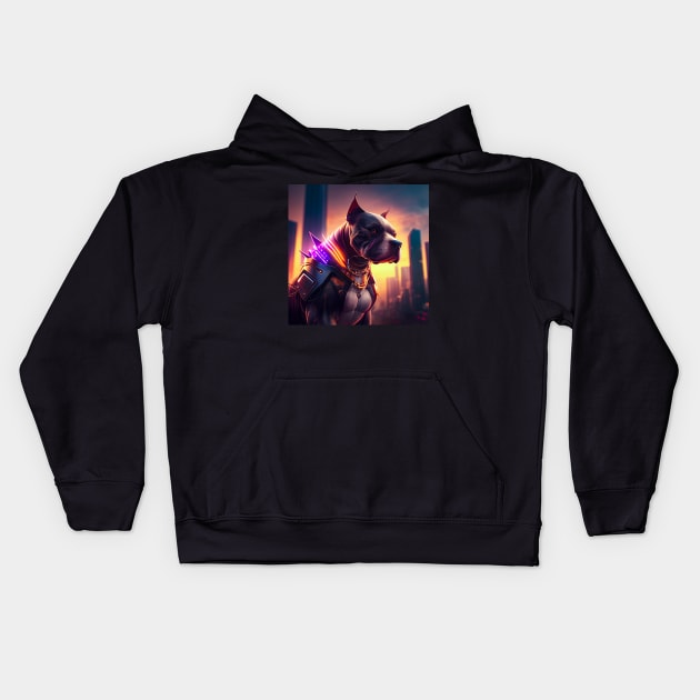 Cyberpunk Dog 2 Kids Hoodie by FattoAMano